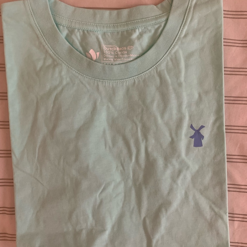 Dutch bros simple light blue tee